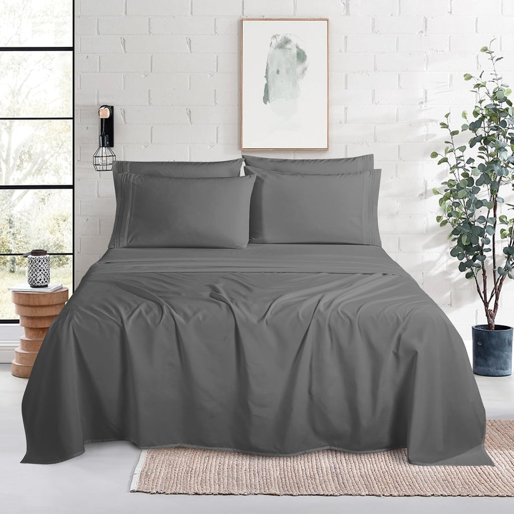 MocassiLuxuryBedding Mocassi Luxury 6-Piece Sheet Set, Ultra Soft 1800 Hotel Quality Microfiber Sheet Set, Fits Mattresses Up to 18 to 24 I…