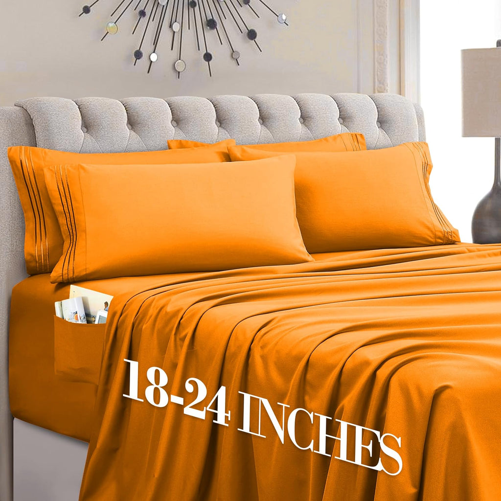 MocassiLuxuryBedding Mocassi Luxury 6-Piece Sheet Set, Ultra Soft 1800 Hotel Quality Microfiber Sheet Set, Fits Mattresses Up to 18 to 24 I…