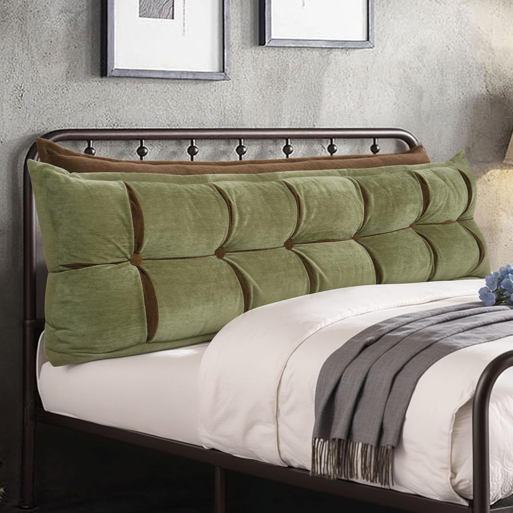 Johnear Headboard Backrest Set of 2 Pack Chenille Throw Pillows for Daybed Couch Support Reading Pillows for Sitting in Bed Adult, Green…
