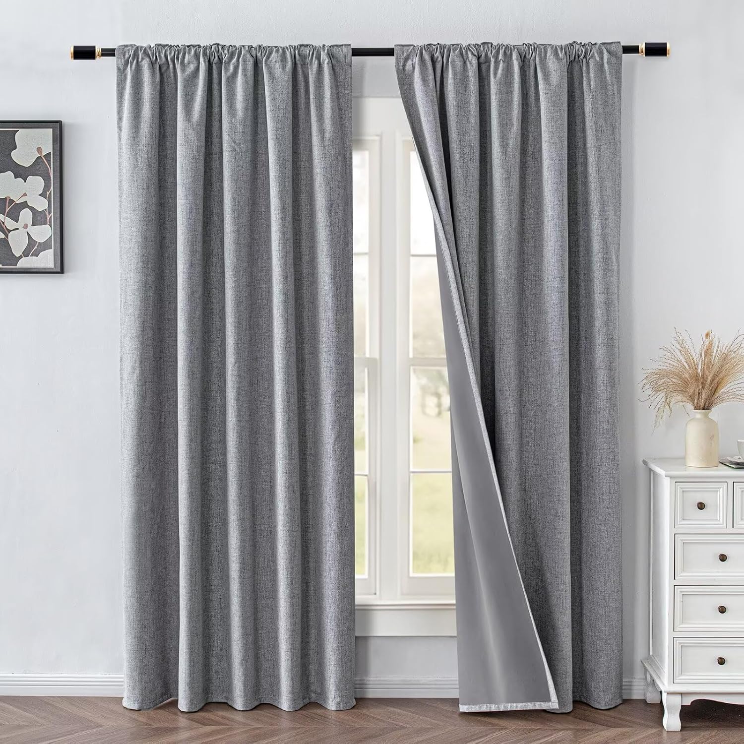 IGEMAEVE 100% Blackout Curtains 108 Inches Long for Bedroom, Black Out Curtains 2 Panels Set, Rod Pocket & Back Tab Thermal Insulated…