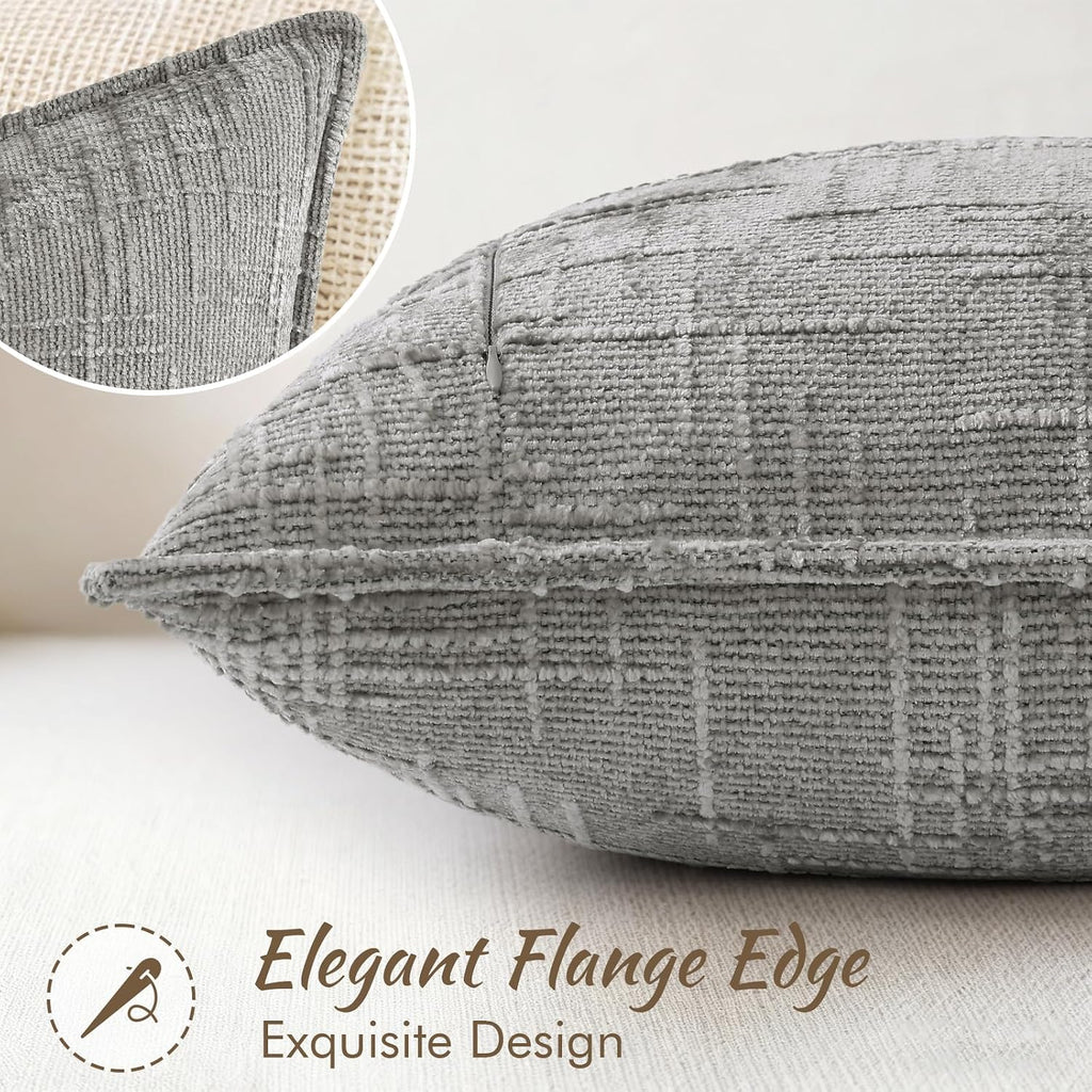 decorUhome Chenille Throw Pillow Covers 22x22 Set of 2, Soft Textured Slubby Modern Decorative Pillow Covers with Elegant Design for Couch,…