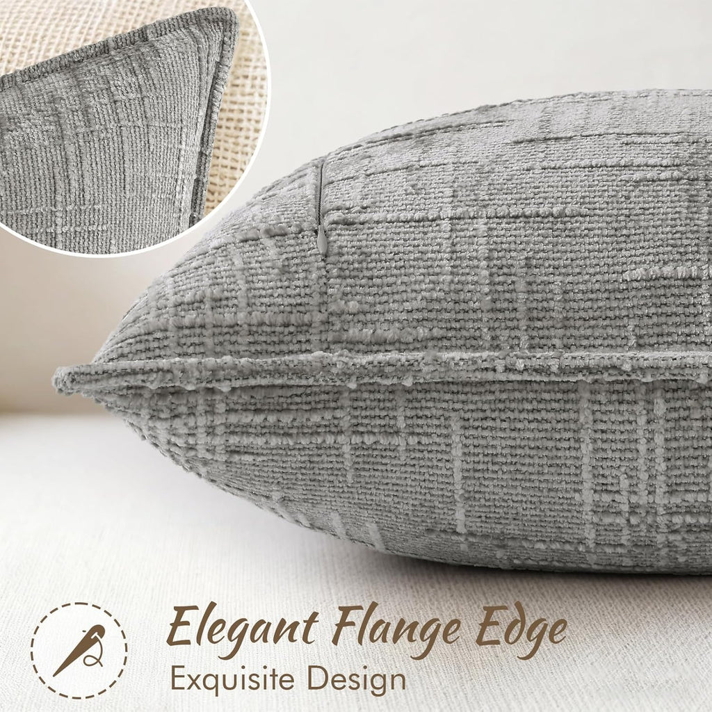 decorUhome Chenille Throw Pillow Covers 16x16 Set of 2, Soft Textured Slubby Modern Decorative Pillow Covers with Elegant Design for Couch,…