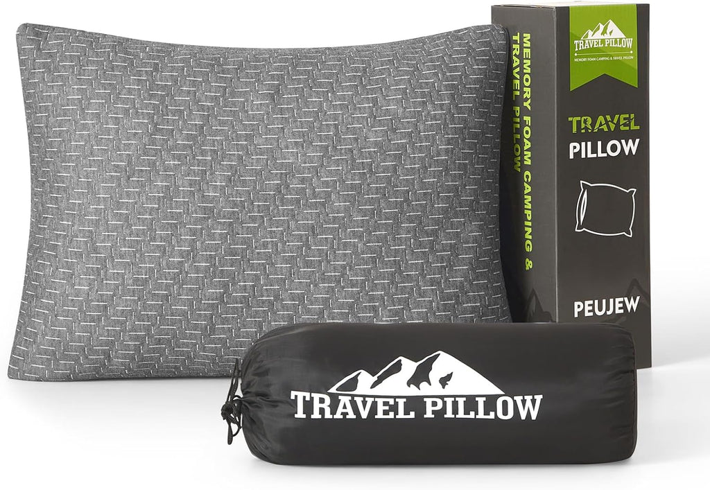 Small Shredded Memory Foam Pillow, Camping Pillow Travel Pillow - Compressible Medium Firm, Breathable Cover, Ideal Backpacking Hiking…