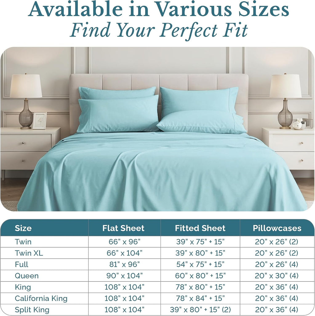 Casa Platino King Size Sheets, 500 Thread Count Smooth Sateen 100% Cotton, 6 Piece King Bed Sheets with Flat Sheet, 15 Inch Deep Pocket…