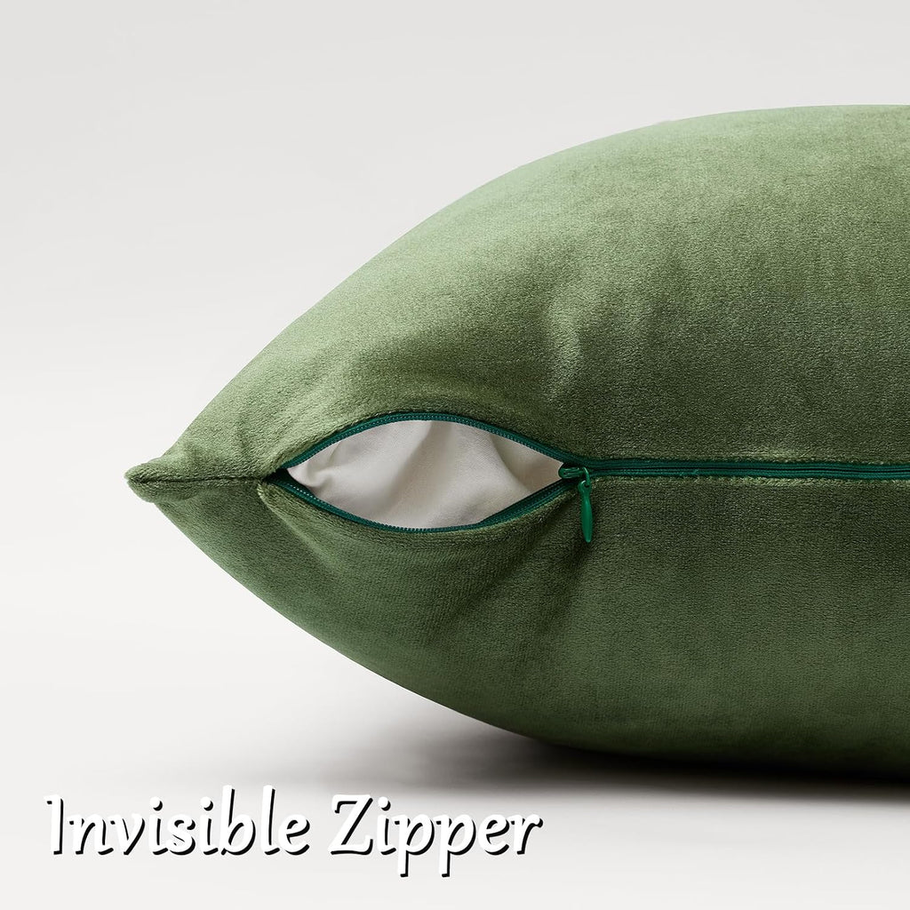 GIGIZAZAFocusingonhomedecoration GIGIZAZA Pack of 2 Throw Pillow Covers 26x26 Olive Green Velvet Decorative Pillows Couch Sofa Covers Bedro…