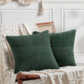 Fancy Homi Set of 2 Dark Green Samll Decorative Throw Pillow Covers 12x12 Inch for Living Room Couch Bed, Boho Farmhouse Forest Green…