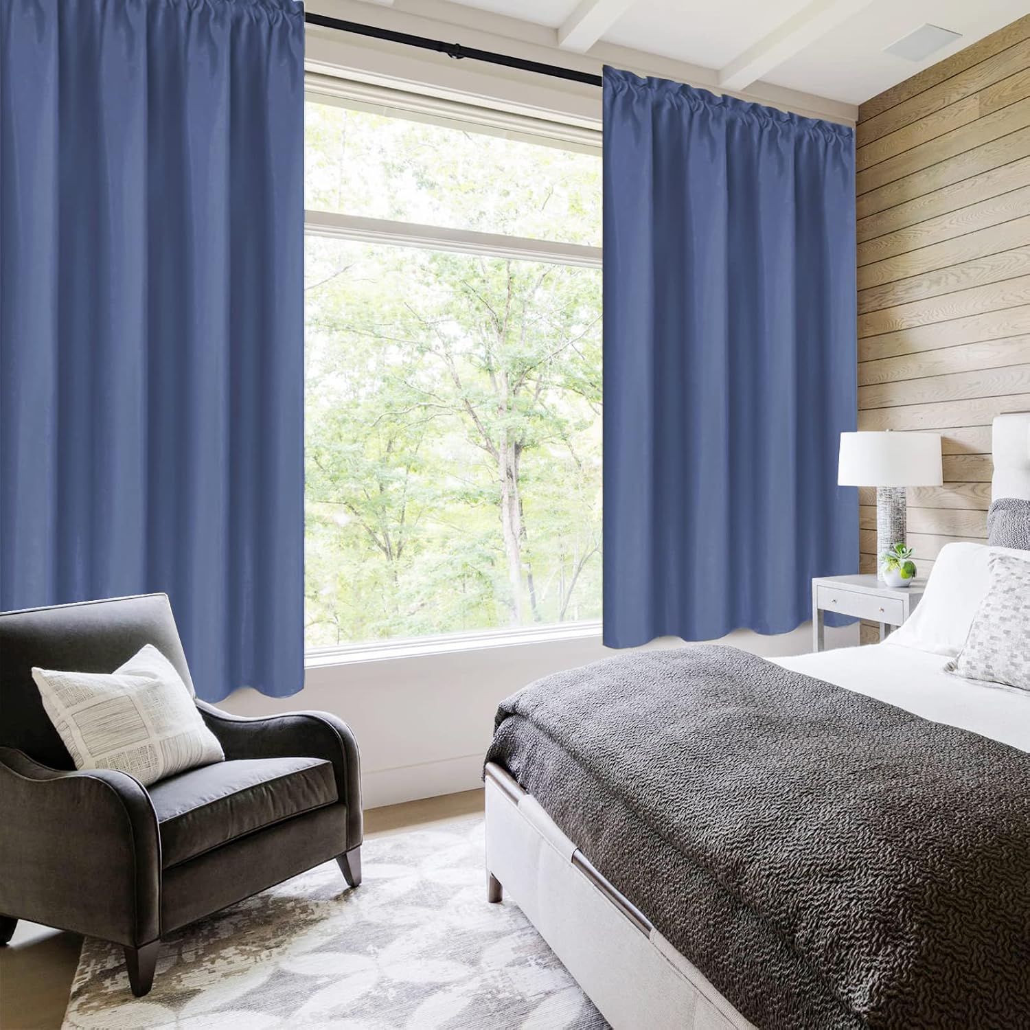 DWCN Blackout Curtains – Thermal Insulated, Energy Saving & Noise Reducing Bedroom and Living Room Curtains, Dusty Blue, W 42x L 36 Inch…