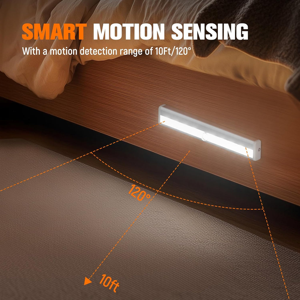Molrebe Motion Sensor LED Lights, 6 Pack Battery Operated 10 LED Motion Closet Light, Stick-On Anywhere Magnetic Night Light Bar for…