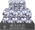 Ruvanti 100% Cotton Percale Sheets King Size 6 Piece Set, Cooling Bed Sheets for Hot Sleepers, Deep Pocket 16”, Breathable Lightweight & Du…