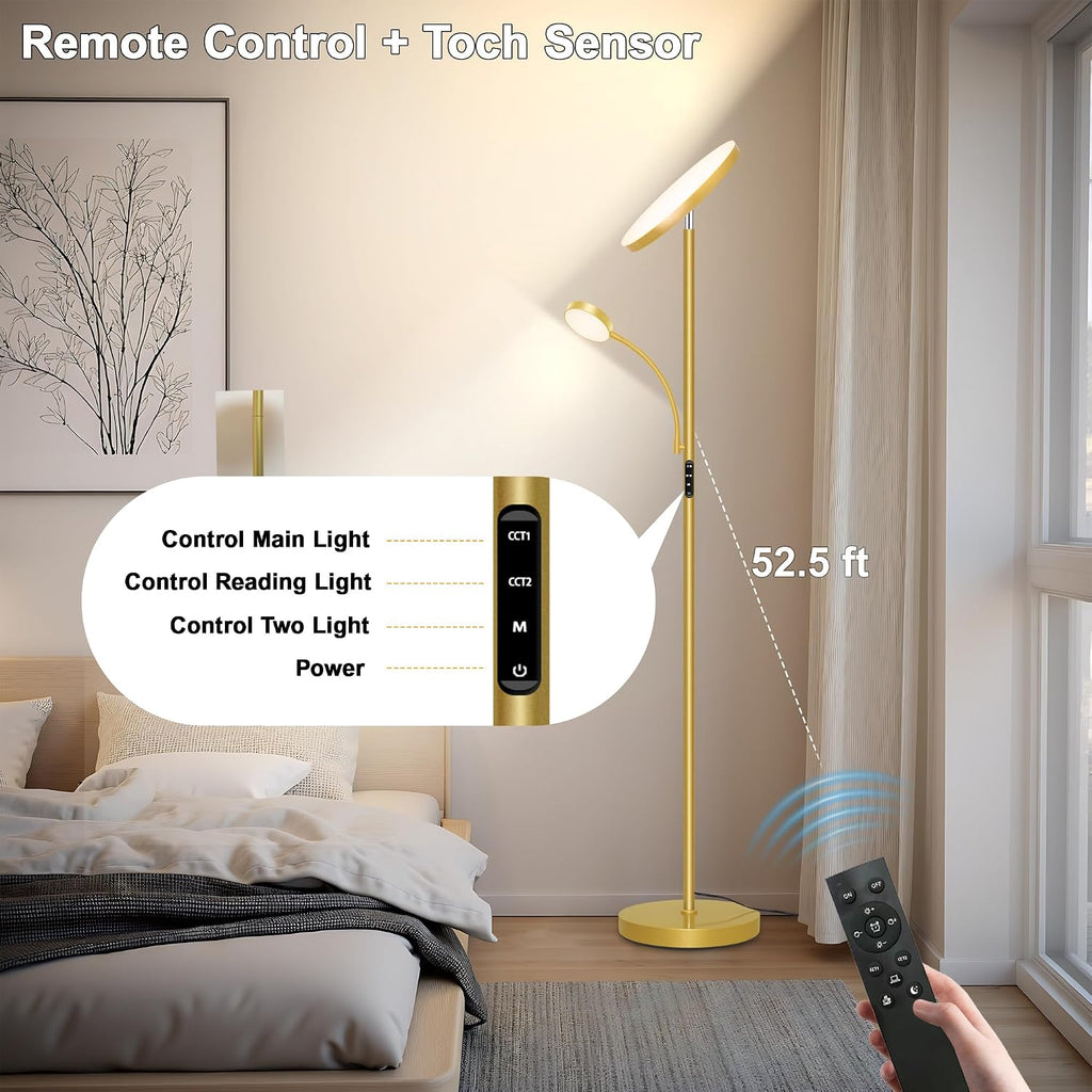 Floor Lamp-42W/4200LM Super Bright Floor Lamp, Dimmable 2-in-1 LED Floor Lamp for Bedroom, Torchiere Floor Lamps with Remote & Touch…