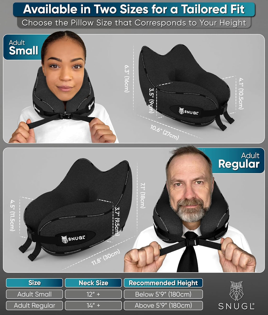 Snugl Travel Pillow – Neck Pillow Airplane, Travel Pillows for Airplanes, Neck Pillows Memory Foam – Road Trip Essentials for Adults – Trav…