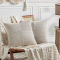 Fancy Homi 2 Packs Neutral Taupe Decorative Throw Pillow Covers 16x16 Inch for Living Room Couch Bed, Rustic Farmhouse Boho Home Decor…
