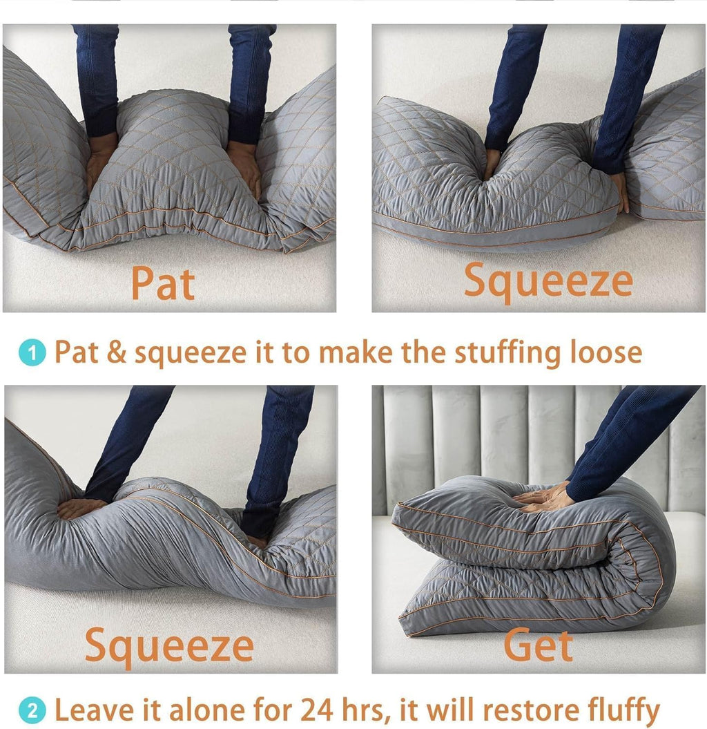 WhatsBedding Memory Foam Body Pillow for Adults, Long Pillow for Sleeping, Full Body Pillow for Bed - Dark Grey