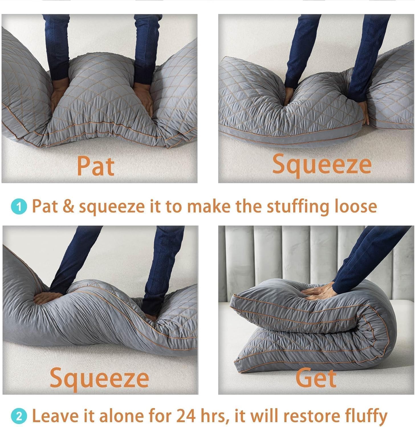 WhatsBedding Memory Foam Body Pillow for Adults, Long Pillow for Sleeping, Full Body Pillow for Bed - Dark Grey