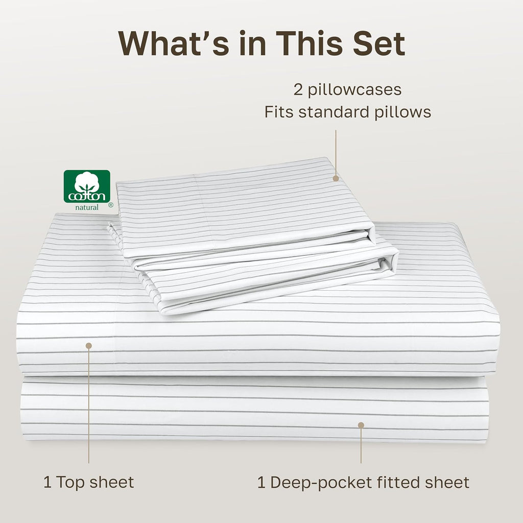 CaliforniaDesignDen California Design Den Soft 100% Cotton Full Size Bed Sheets Set, 400 TC Good Housekeeping Award Winner, Smooth Sateen F…