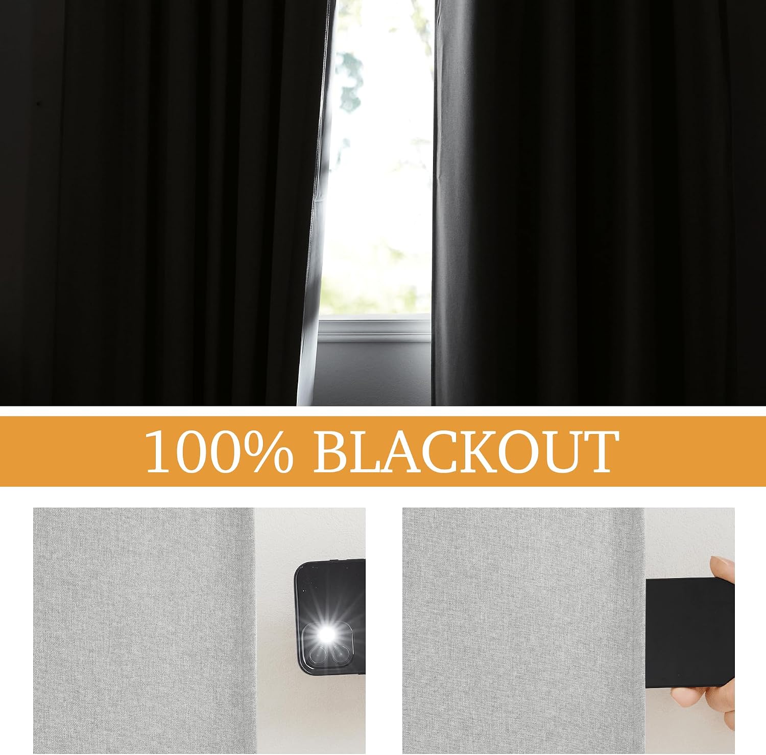 Rybhome RYB HOME 3 in 1 Soundproof - Blackout - Insulation Linen Curtains, Noise Reducing Energy Saving Curtains for Bedroom Kids Nursery S…
