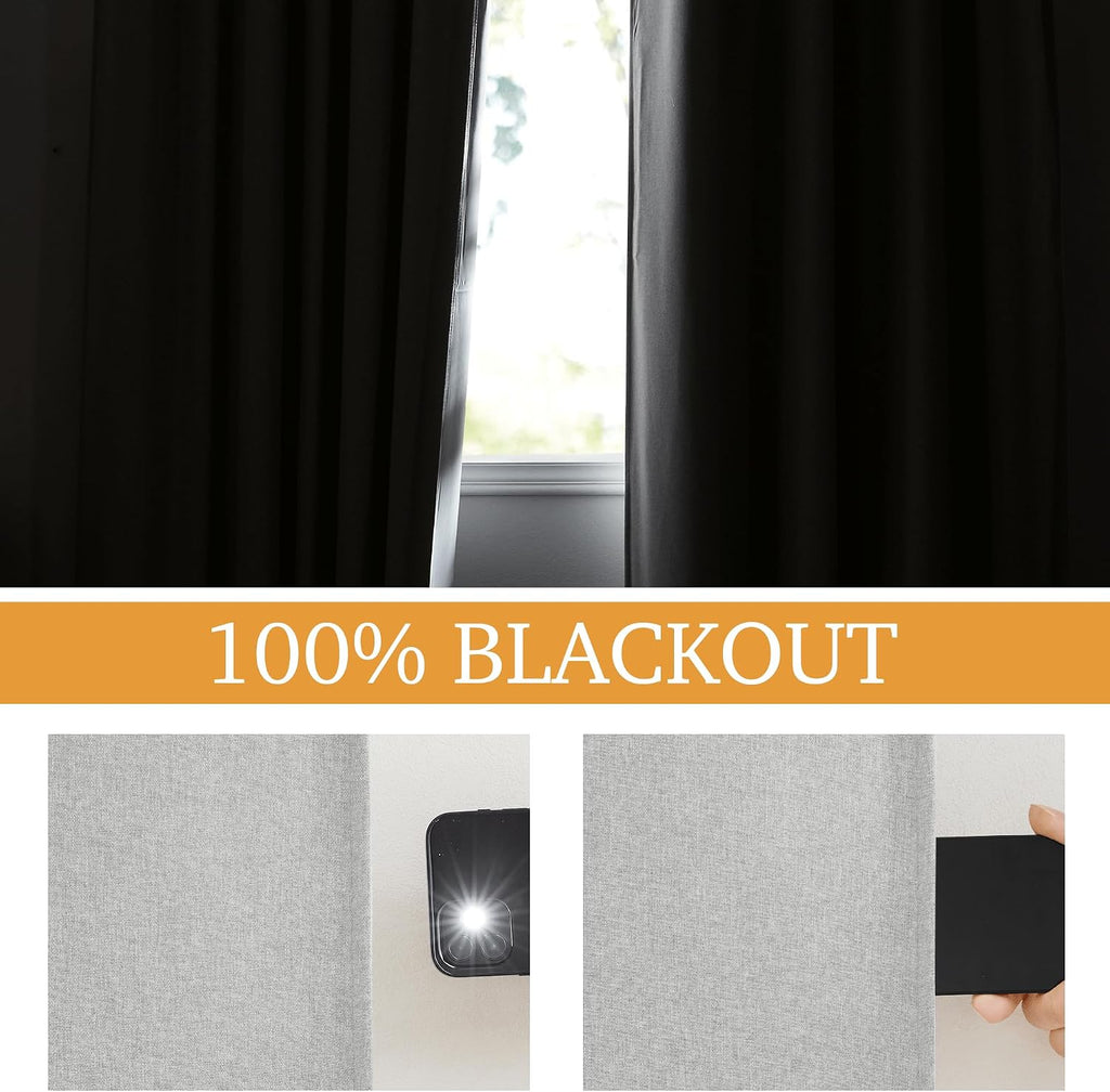 Rybhome RYB HOME 3 in 1 Soundproof - Blackout - Insulation Linen Curtains, Noise Blocker Energy Saving Curtains for Bedroom Living Room Doo…
