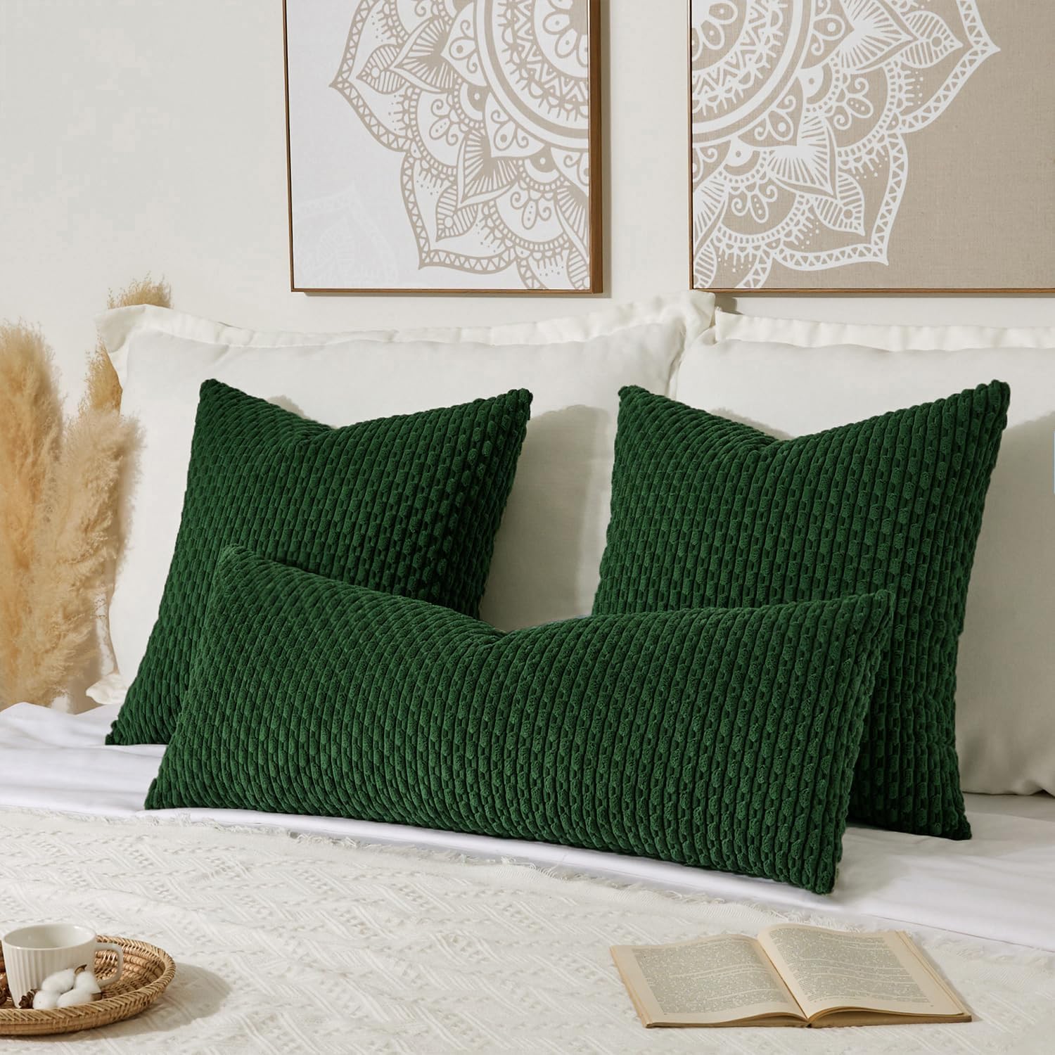KevinTextile Kevin Textile 14x36 Inch Long Lumbar 1 Pack Boho Christmas Decorative Throw Pillow Cover Soft Striped Corduroy Rectangle Cushi…