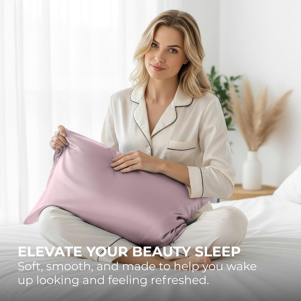 PureBedding Pure Bedding Satin Pillowcase 2 Pack - King Size (20"x40", Champagne Pink) - Silky Pillow Cases for Hair and Skin - Satin Pillo…