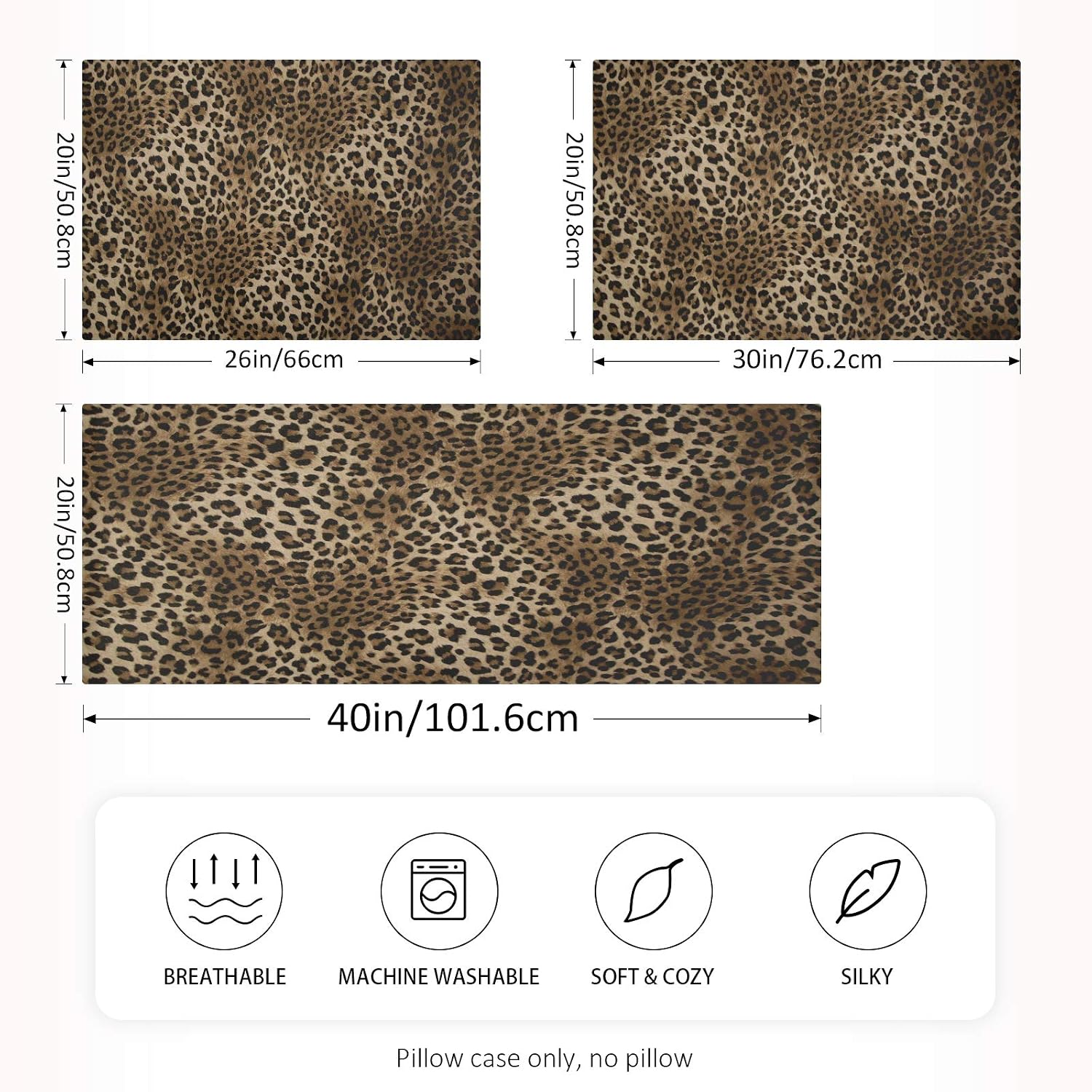 Satin Pillowcase for Hair and Skin, Queen Size Animal Leopard Skin Decorative Pillow Sham with Envelope Closure Pillow Cover for Bedroom…