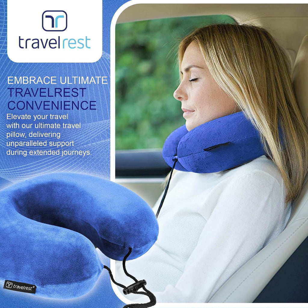 travelrest Neck Pillow Travel Essential - Memory Foam, Washable Micro-Fiber Cover Pillow, Soft and Comfortable Head Support for Long Flight…