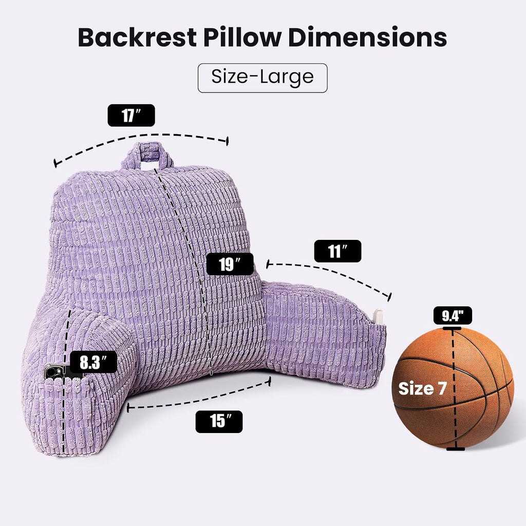Pajeo Extra Large Sitting Pillow for Bed,19" Reading Pillow for Sitting Up with Arms, Oeko-TEX Certified Sturdy Backrest for Couch & Floor S…