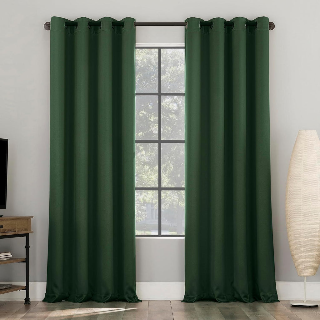 Sun Zero Nordic 2-Pack Theater Grade Noise Reducing Extreme 100% Blackout Grommet Curtain Panel Pair, 52" x 63", Evergreen