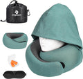 Vzpeun Travel Pillow - Hooded Neck Pillow Airplane Memory Foam Filling for Plane, Office, Cars Sleeping, Road Trip, Long Flights, Airplane…