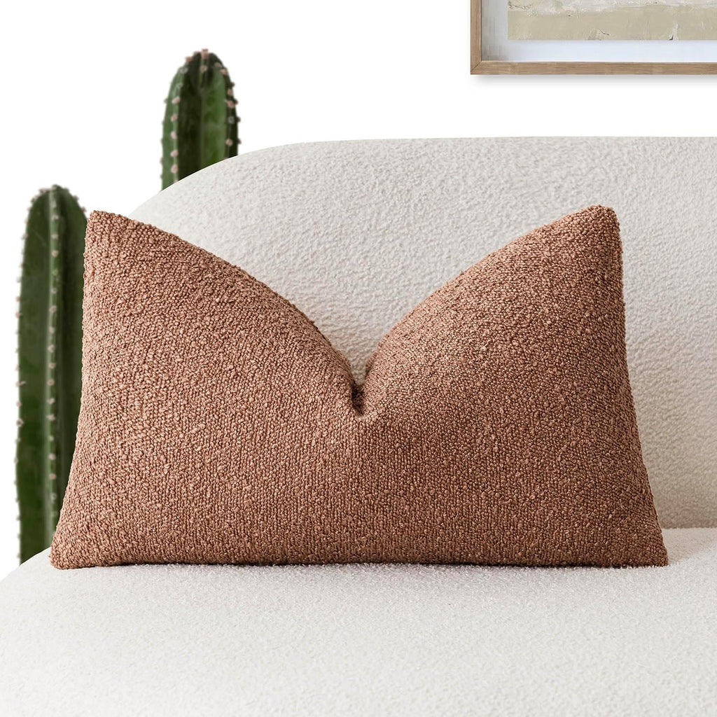 Foindtower Decorative Textured Boucle Throw Pillow Covers Accent Solid Lumbar Pillow Cases Soft Cozy Couch Cushion Case for Chair Sofa…