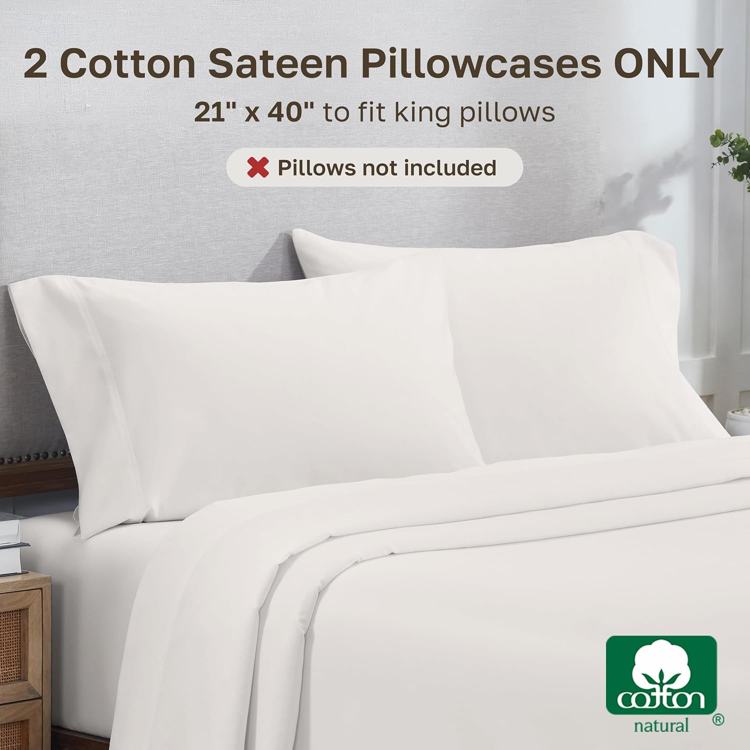 CaliforniaDesignDen California Design Den Heirloom Soft, Smooth & Thick 800 Thread Count 100% Cotton Sateen, 2 Pillow Cases King Size, Fits…