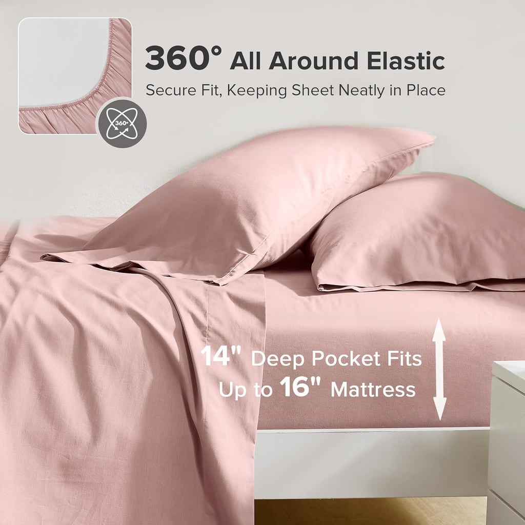 ComfortSpaces Comfort Spaces 100% Cotton Sheets Full, Breathable & Ultra Soft Cotton Sheets, Naturally Cool Cotton Bed Sheets with 14" Elas…