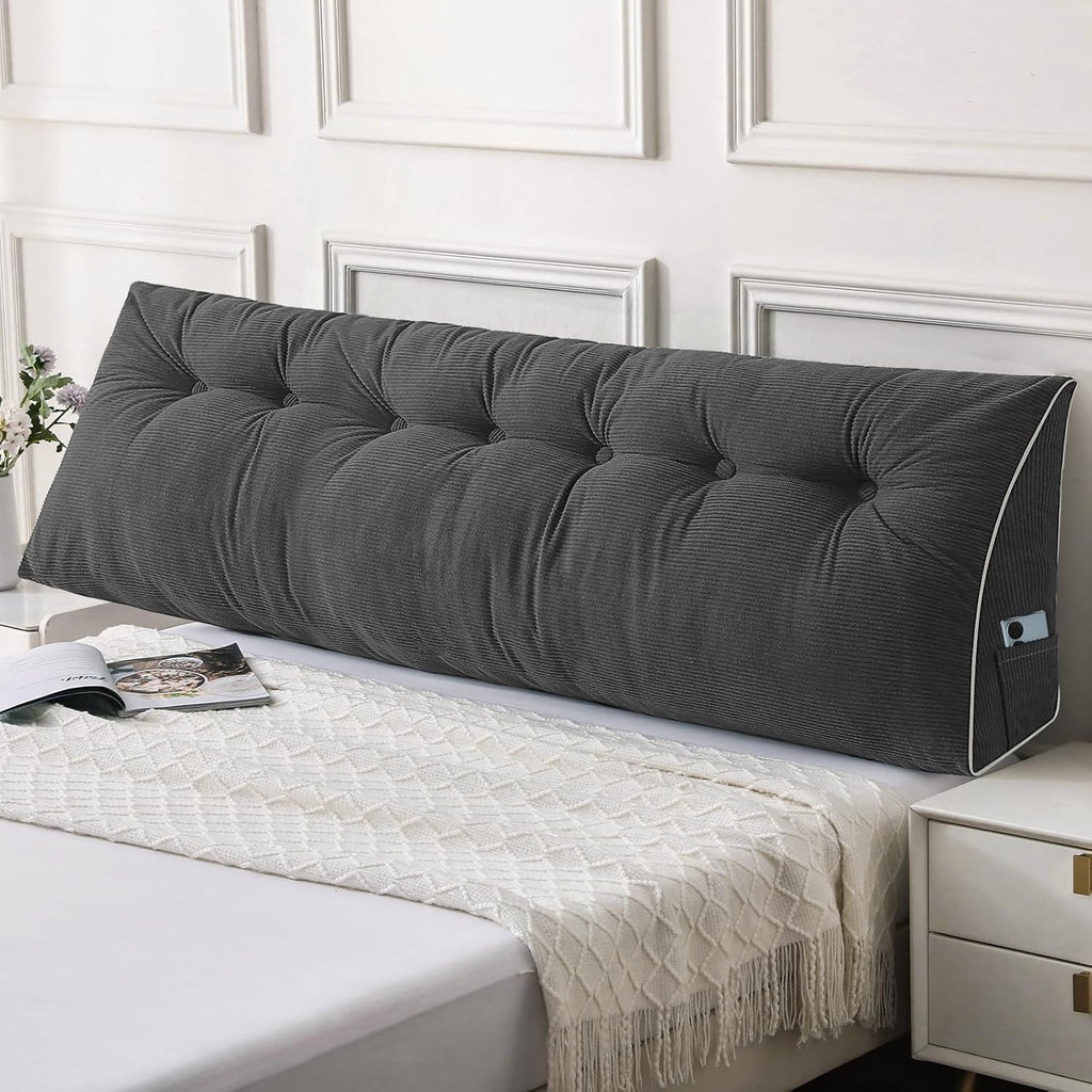 Sasttie Headboard Pillow King, Wedge Pillow Headboard for Sitting Up in Bed, Back-Rest Support Triangular Cushion for Reading - Features Re…