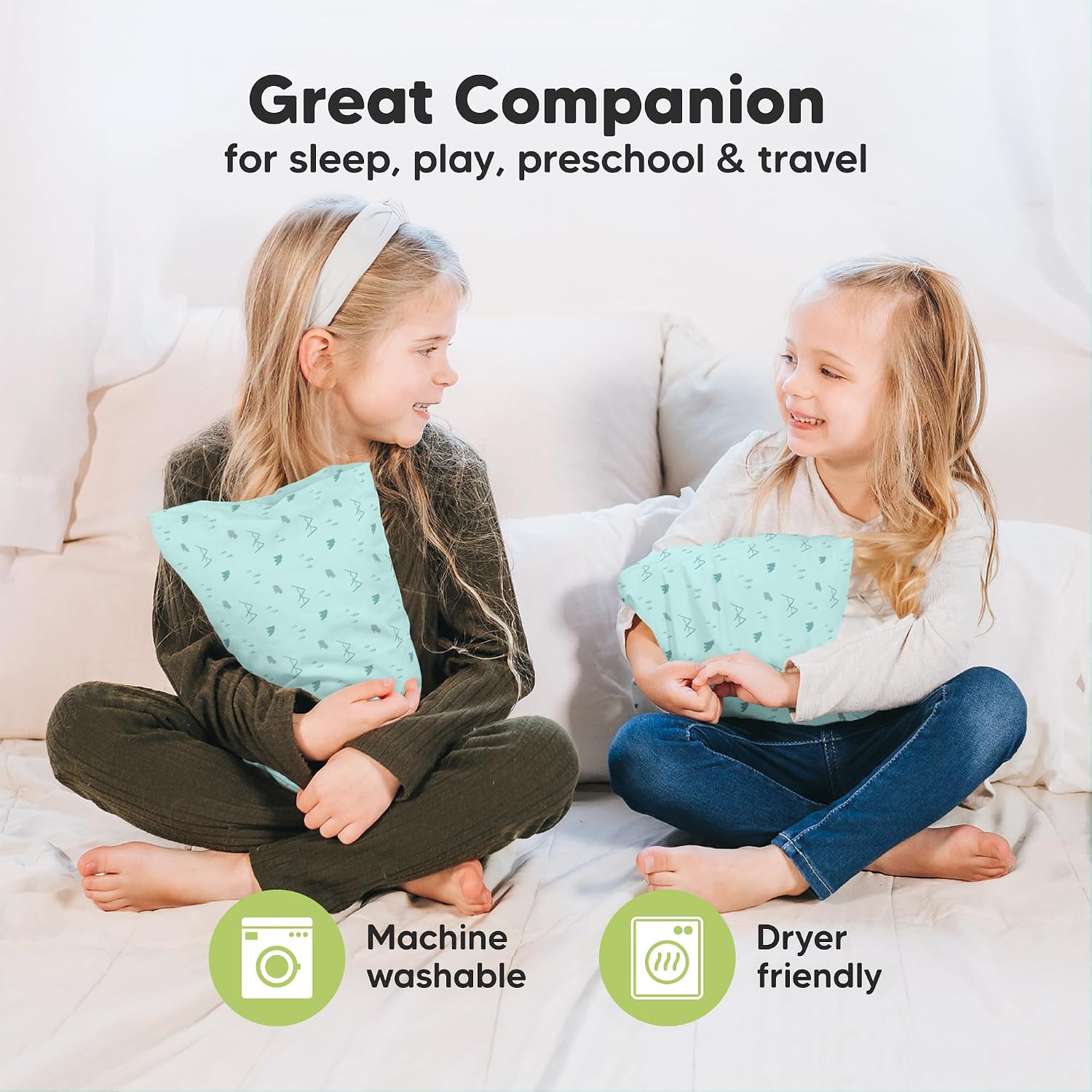 Mini Toddler Pillow with Pillowcase - 9x13 My Little Dreamy Travel Kids Pillow for Sleeping, Toddler Bed, Small, Tiny, Organic Cotton…