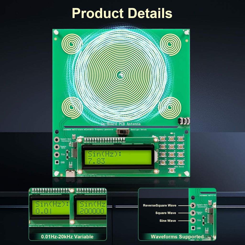 Hyxujo Frequency Generator for ing | 7.83Hz Earth Pulse Sleep & Meditation White Noise Sound Machine | 0.01Hz–200KHz Adjustable Sound T…