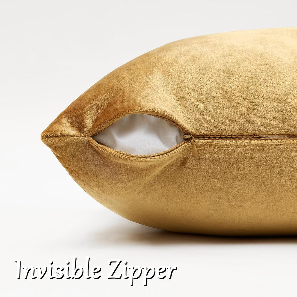 GIGIZAZAFocusingonhomedecoration GIGIZAZA Golden Throw Pillow Covers 26x26 Decorative Velvet Cushion Covers Pack of 2 Pillowcase for Sofa