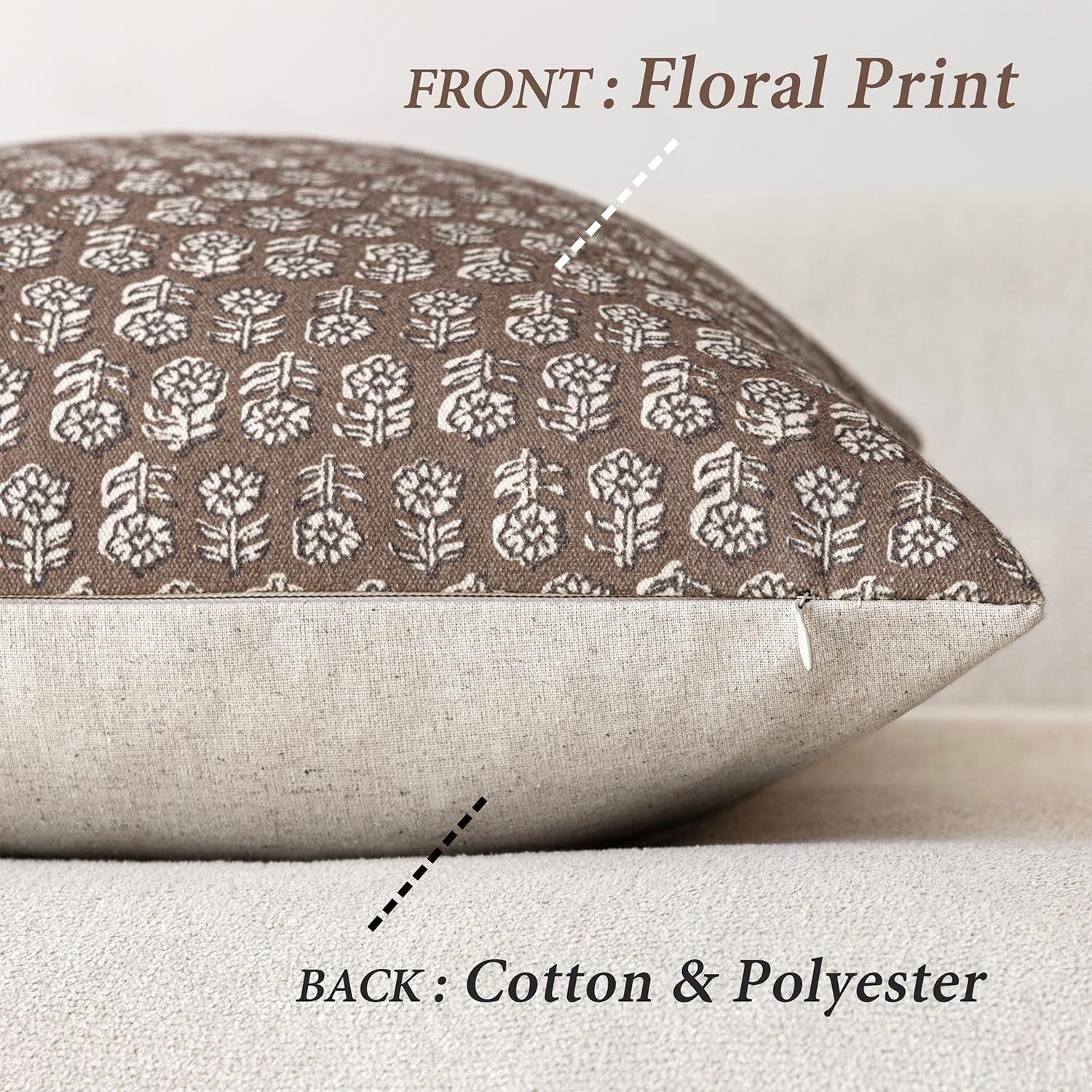 Foindtower Set of 2 Decorative Vintage Floral Print Throw Pillow Covers Neutral Modern Farmhouse Cushion Covers Boho Home Decor for Sofa…