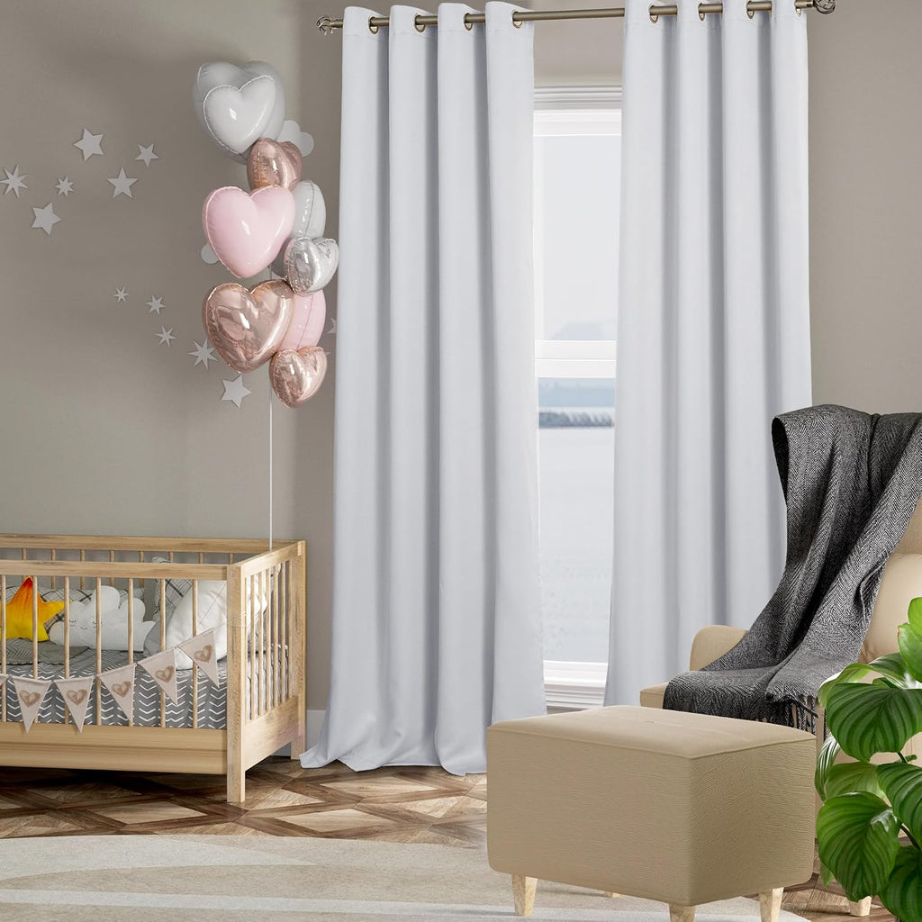BGment Greyish White 100% Blackout Curtains for Living Room 95 Inch Length 2 Panels, Thermal Insulated Full Light Blocking Energy Save Wind…