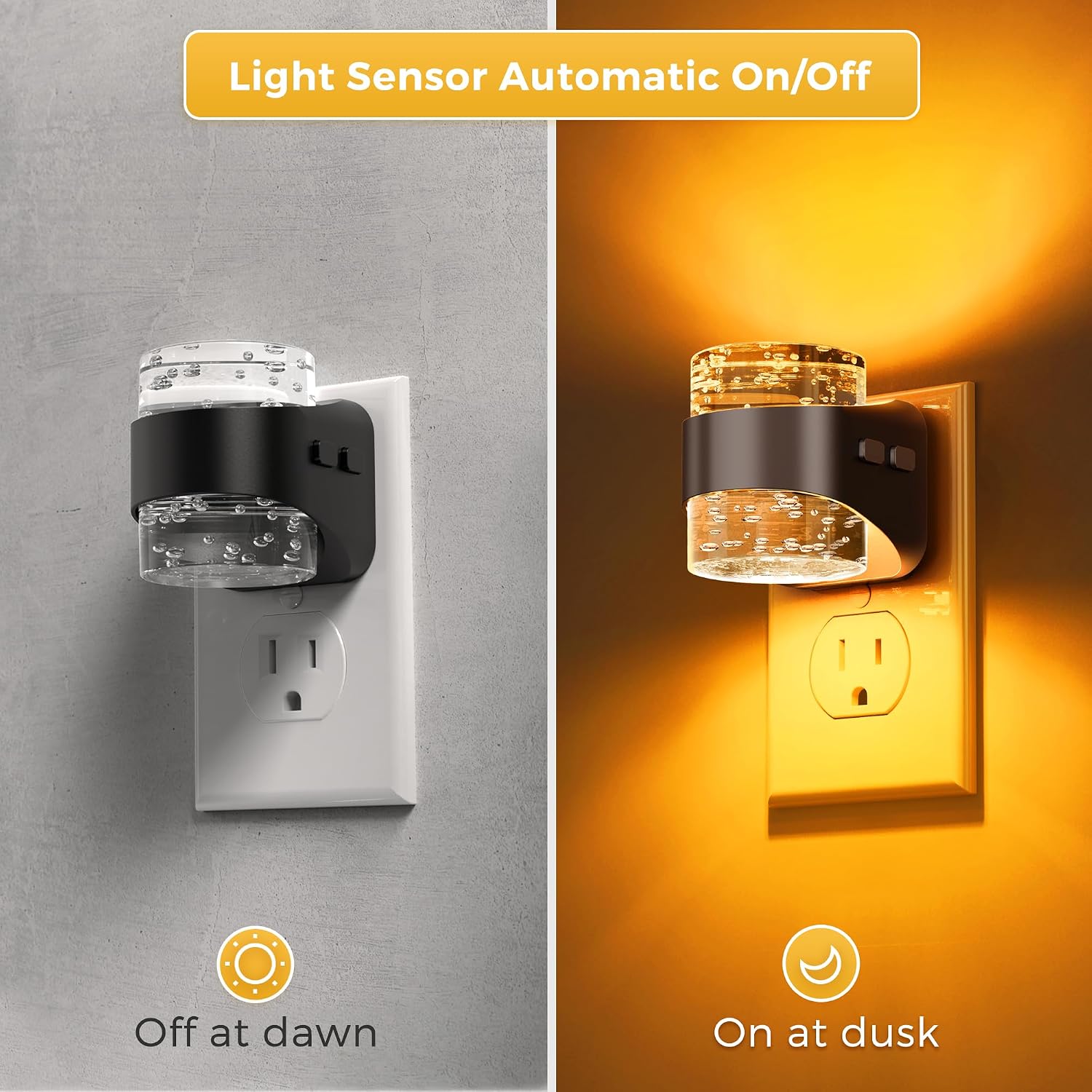 Llohasled L LOHAS LED Night Light, Bubble Night Lights Plug into Wall, Acrylic Night Lights with Dusk-to-Dawn Sensor, Dimmable Amber Pulg in…