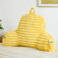 Memfydu Faux Fur Fluffy Yellow Reading Pillow with Pockets, Luxury Striped Plush Decorative, Arm Rests and Back Support for Bed Rest, Loung…
