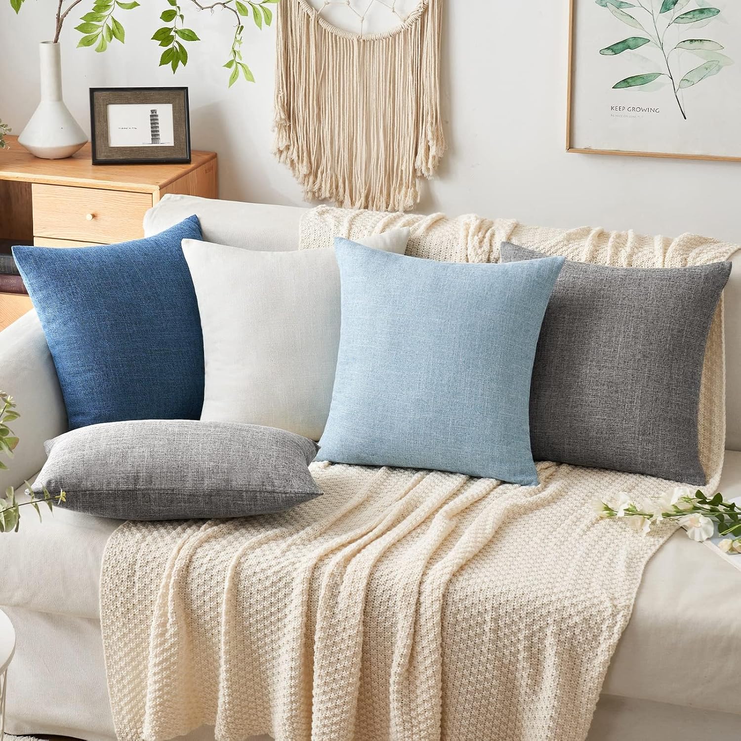 Miulee 26x26 Inch Pack of 2 Decorative Linen Burlap Textured Euro Pillow Covers Farmhouse Boho Accent Pillowcases Spring Coastal Home Decor…