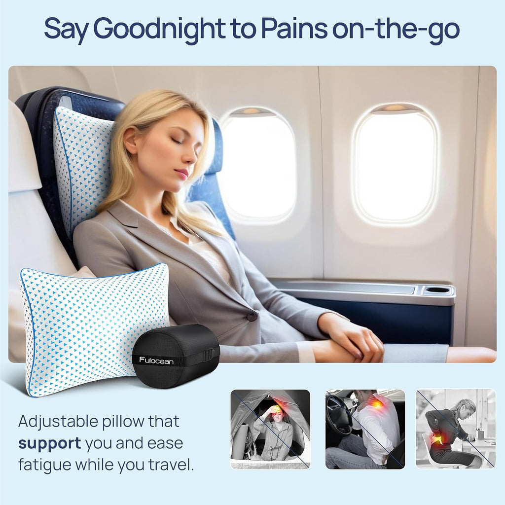Fulocean Small Cooling Memory Foam Pillow for Travel & Camping, Compressible Original Adjustable Pillow for Medium Firm Neck Knee Lumbar Su…