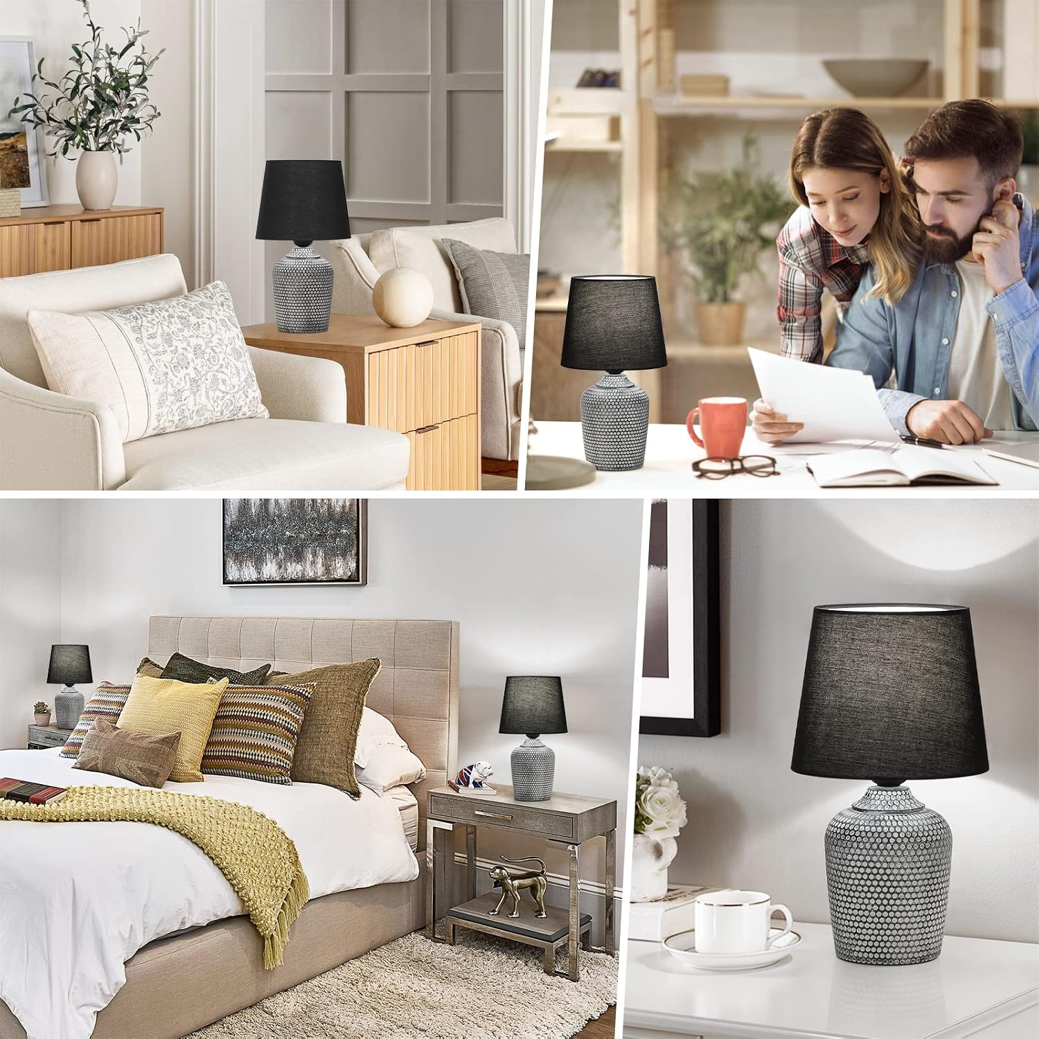 Sucolite 11.8'' Small Table Lamps Set of 2, Bedside Nightstand Lamps for Bedroom Kid’s Room, Cute Desk Lamps with Studded Texture Base…