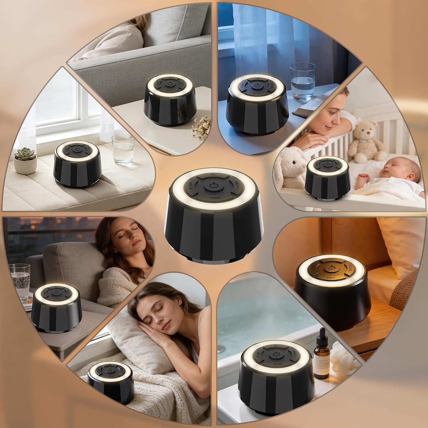 SPLENPAW Noise Sound Machine with 16 Soothing Sounds, Memory Function, 3-Color Night Light White Noise Machine for Adults, Babies &…