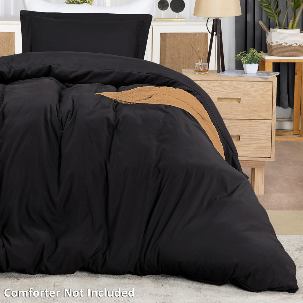 Utopia Bedding Duvet Cover Twin Size - 2 Piece with Zipper Closure - 1 Comforter Cover 68X90 Inches & 1 Pillow Sham 20X26 Inches (Black)…
