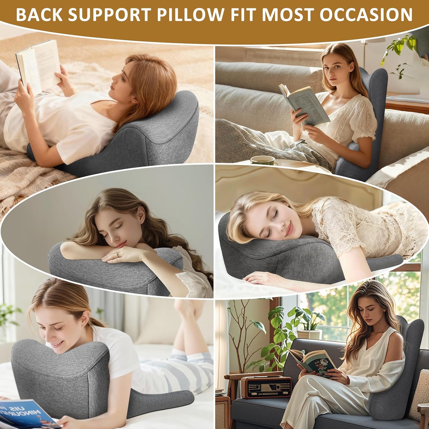 Reading Pillow for Bed, Ergonomic Back Support Memory Foam Pillow for Bed Sitting Up, Headboard Back Pillow for Sleep Apne on Bedrest…
