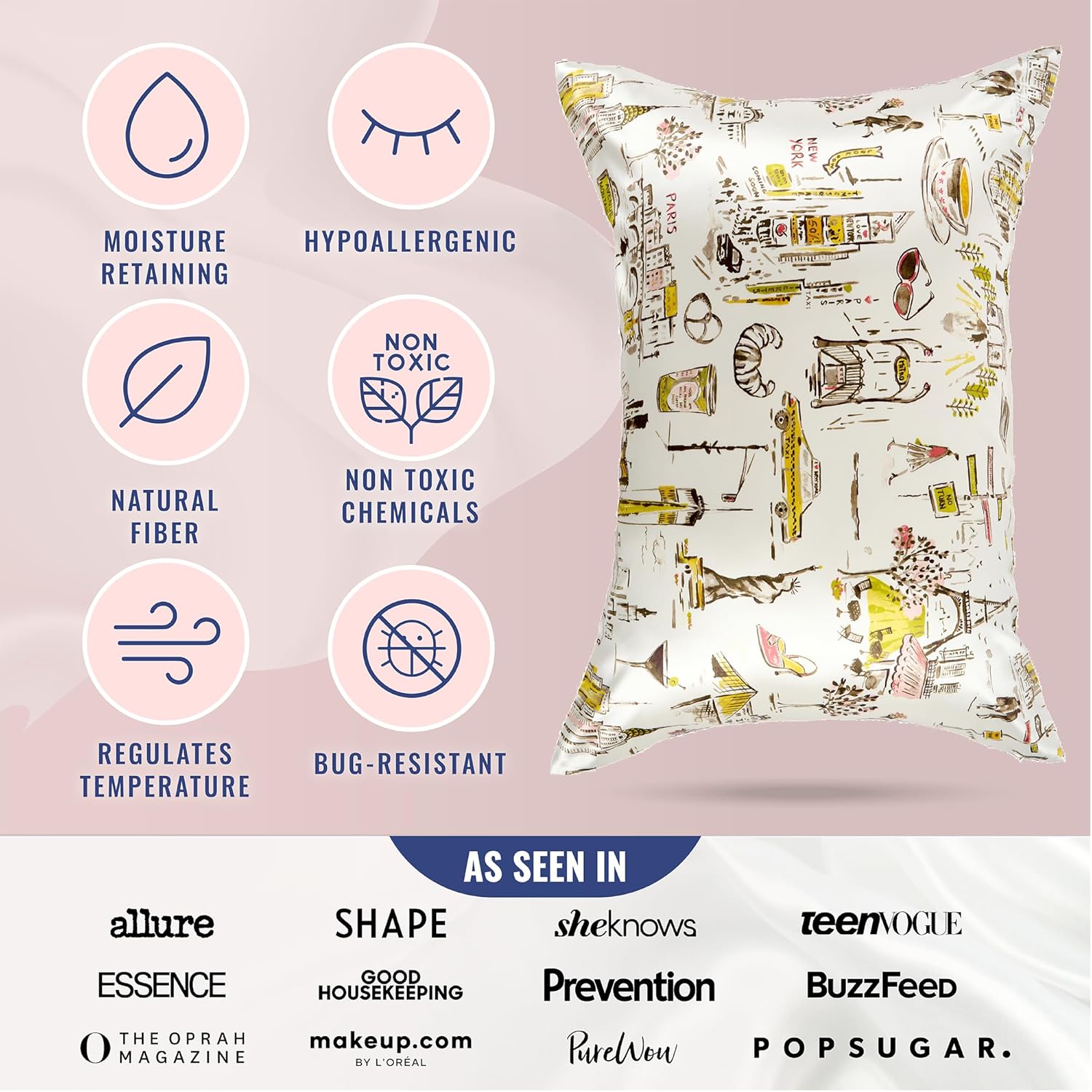Blissy Silk Pillowcase - 100% Pure Mulberry Silk - 22 Momme 6A High-Grade Fibers - Silk Pillow Cover for Hair & Skin - Regular, Queen &…