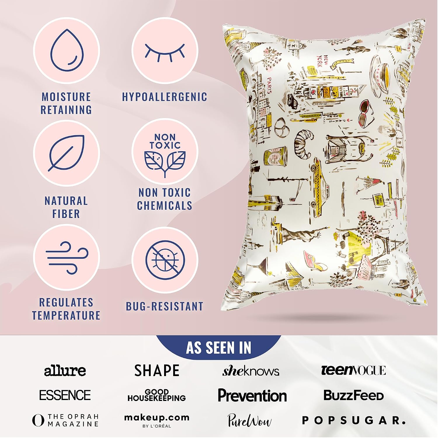 Blissy Silk Pillowcase - 100% Pure Mulberry Silk - 22 Momme 6A High-Grade Fibers - Silk Pillow Cover for Hair & Skin - Regular, Queen &…