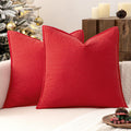 MIULEE Decorative Linen Pillow Covers 20x20 Inch Red Boho Farmhouse Neutral Couch Throw Pillows for Bed Pack of 2 Accent Modern…