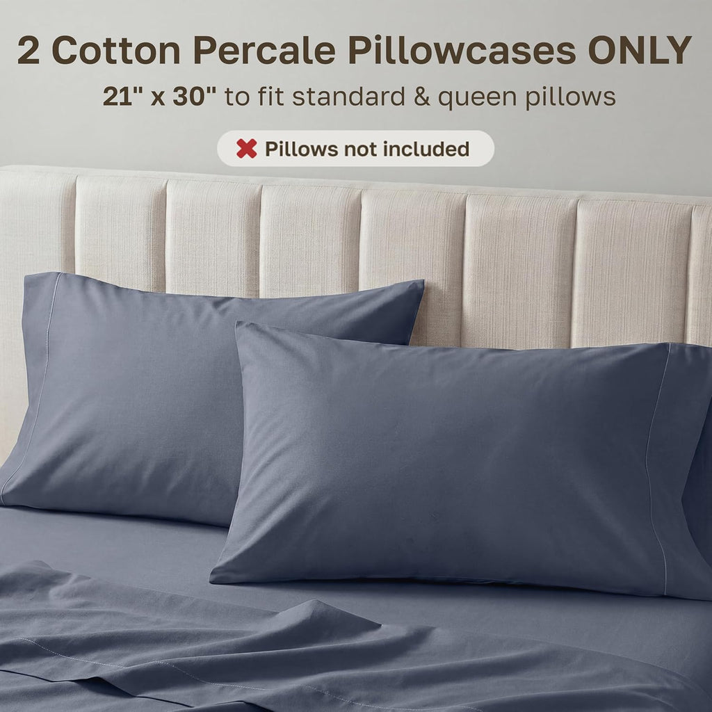 CaliforniaDesignDen California Design Den 100% Egyptian Cotton Pillow Cases Standard/Queen Set of 2 - Crisp Percale Feel, Soft & Breathable…
