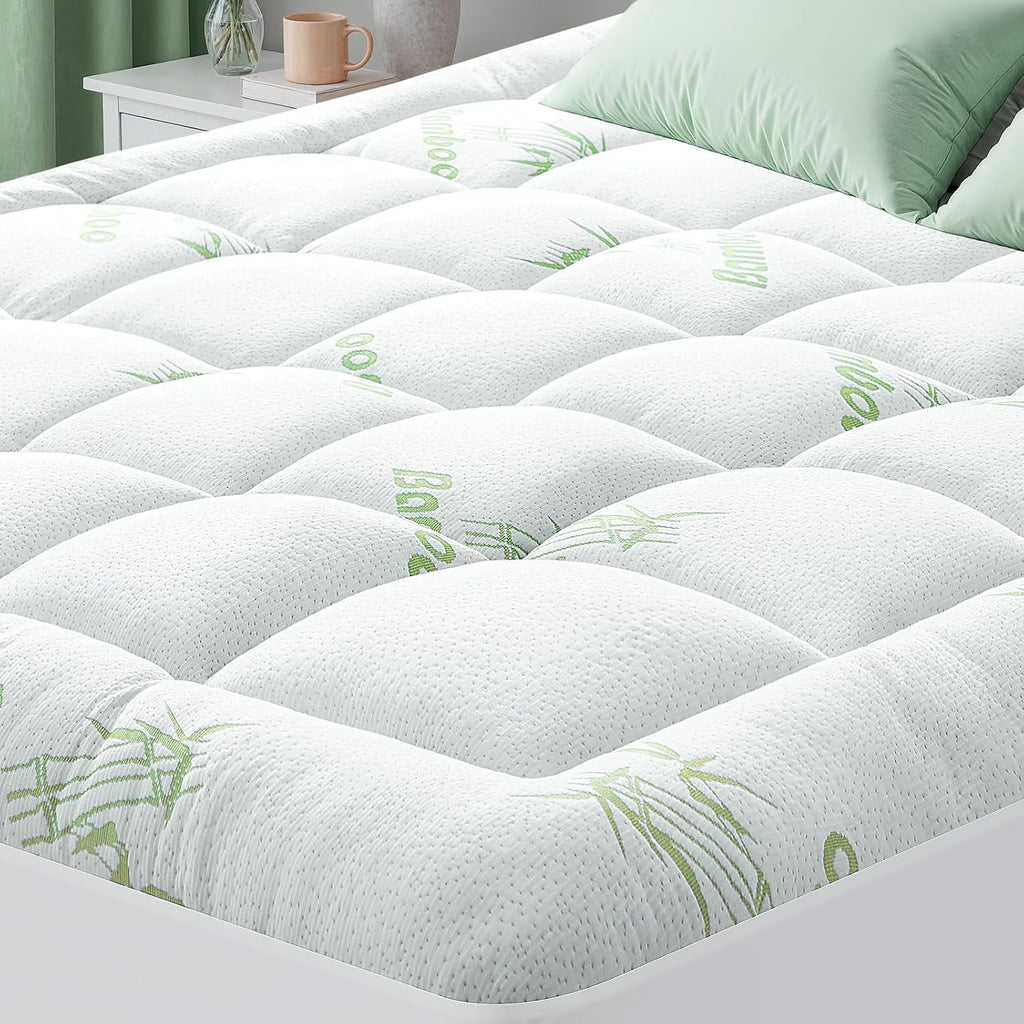 HYLEORY-YourBeddingExpert HYLEORY Mattress Topper - Thick Bamboo-Viscose Naturally Cooling Pillow Top Mattress Pad Breathable Fluffy Soft M…